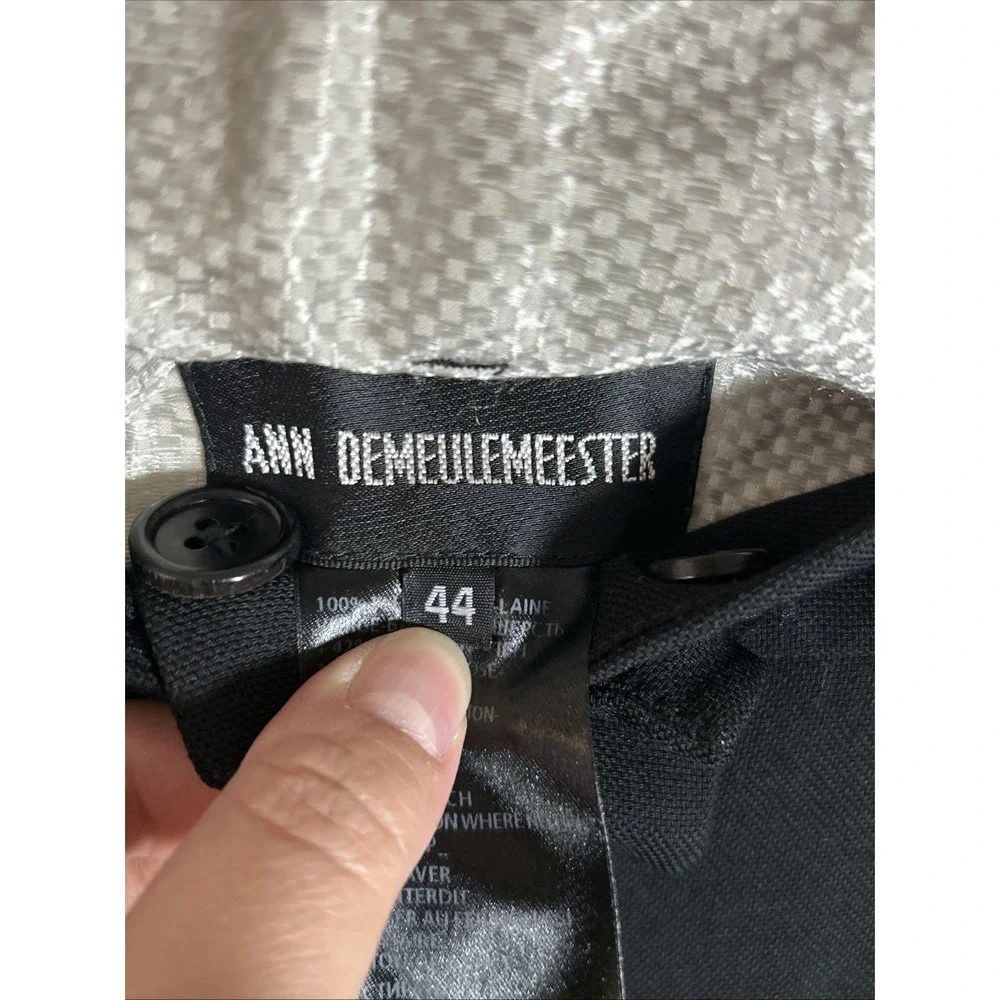 Ann Demeulemeester Womens Black 100% FleeceWool Straight Leg Ankle Pants Sz 44